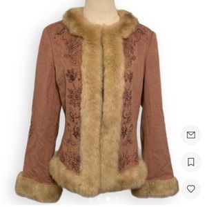 Pamela McCoy collection faux fur penny lane style jacket.